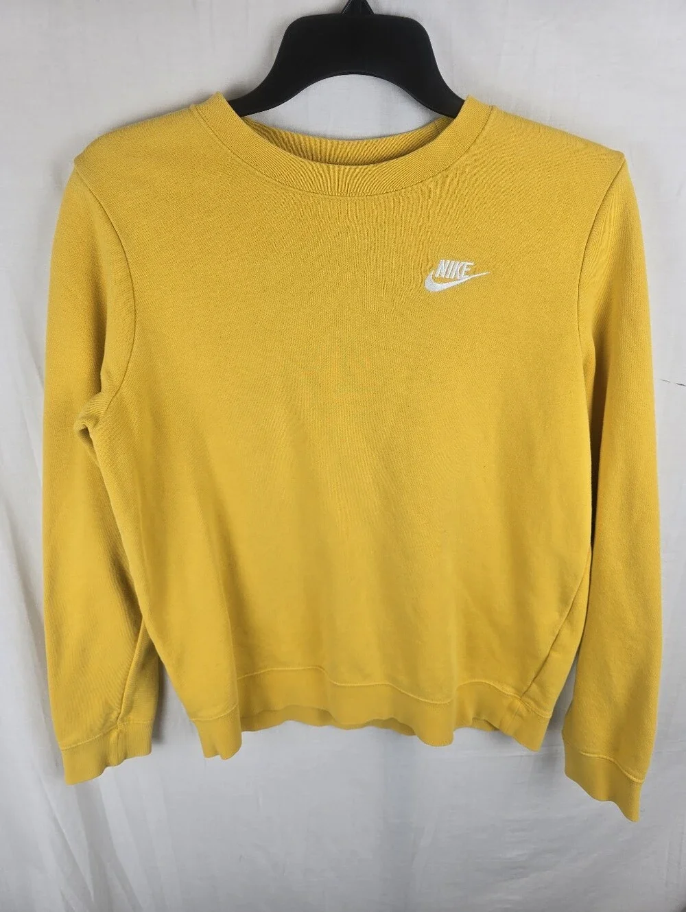Nike Women's Mustard Yellow Cotton Blend Crewneck Long Sleeve Sweatshirt Sz S